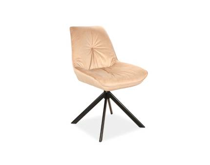 Scaun tapitat BOOGIE I VELVET rotativ, catifea beige 53x45xH89cm, picioare negre