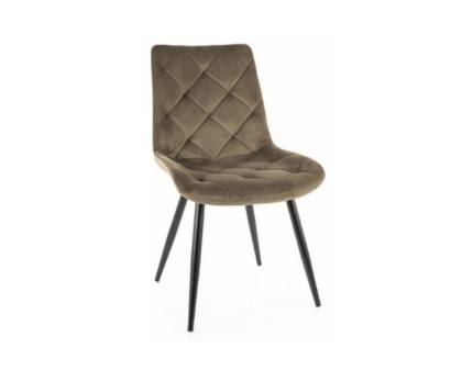 Scaun tapitat RALPH VELVET modern, catifea olive 51x63xH88cm, picioare negre