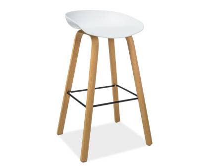 Scaun pentru bar STING alb 49x47xH82cm, piciaore stejar