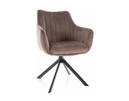 Scaun tapitat AZALIA VELVET rotativ, catifea cappuccino 61x58xH86cm, picioare negre