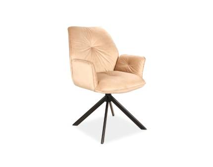 Scaun tapitat BOOGIE II VELVET rotativ, catifea beige 60x50xH89cm, picioare negre