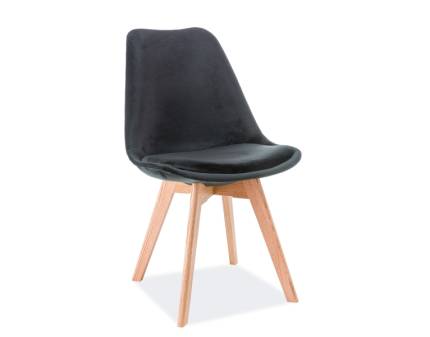 Scaun tapitat DIOR VELVET II design scandinav, catifea black 52x48xH86cm, picioare stejar