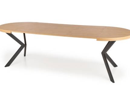 Masa extensibila PERONI WOOD din PAL laminat stejar auriu, metal negru 100-250xH76cm