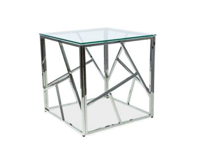 Masuta ESCADA B SILVER din sticla transparenta, metal crom 55x55xH55cm