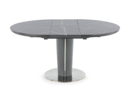 Masa extensibila RICARDO din sticla si MDF cu efect de marmura gri, metal gri inchis 120-160xH76cm