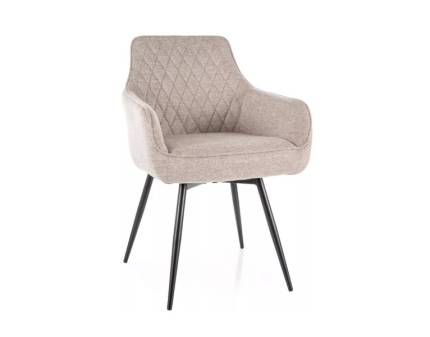  Scaun tapitat SERVIO VELVET rotativ, catifea cream 55x58xH88cm, picioare negre