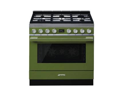 Masina de gatit mixta Smeg Portofino CPF9GPOG, 90 cm, verde, 6 arzatoare, pirolitic