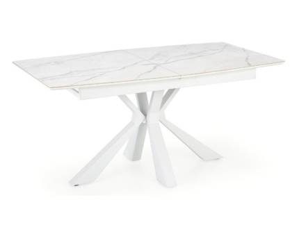 Masa extensibila VIVALDI din MDF sinterizat cu efect de marmura alba, metal alb 160-200x89xH78cm