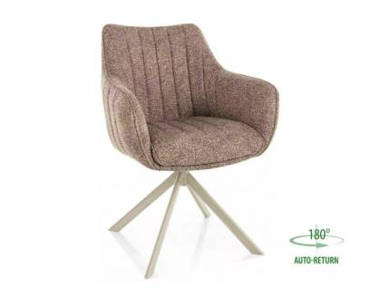 Scaun tapitat AZALIA LEO rotativ, material textil dark beige 61x58xH86cm, picioare casmir