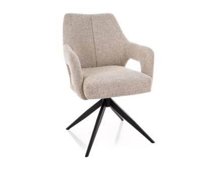 Scaun tapitat OLSEN NOELLE rotativ, functie de inclinare a spatarului, material textil cream 59x65xH86cm picioare negre 