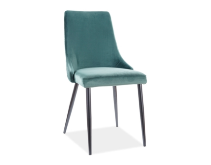 Scaun tapitat PIANO B VELVET catifea green 47x59xH93cm, picioare negre