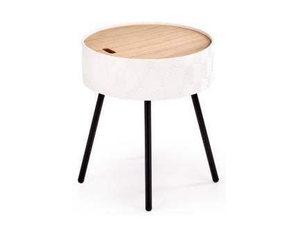 Masuta AURA cu spatiu pentru depozitare, din MDF nuanta lemnului, metal alb / negru 38xH45cm