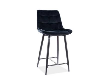 Scaun tapitat pentru bar CHIC H-2 VELVET catifea black 46x54xH92cm, picioare negre