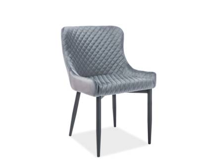 Scaun tapitat COLIN B VELVET catifea grey 52x61xH82cm, picioare negre