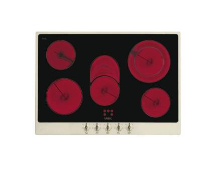 Plita incorporabila vitroceramica retro Smeg Colonial P875PO, 70 cm, rama crem