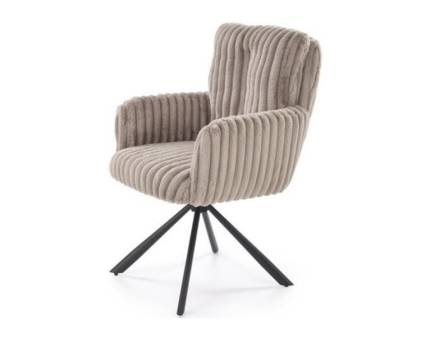 Scaun tapitat K572 rotativ, confortabil material plusat-raiat grey 62x68xH93cm, picioare negre