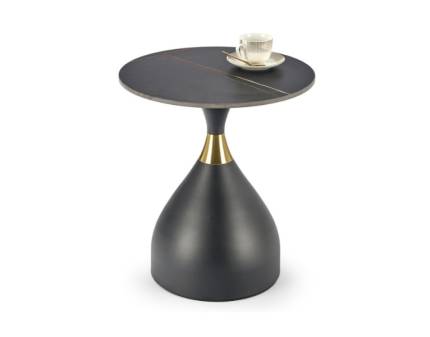 Masuta SCALITA din ceramica cu efect de marmura neagra, metal negru + auriu 50xH57cm