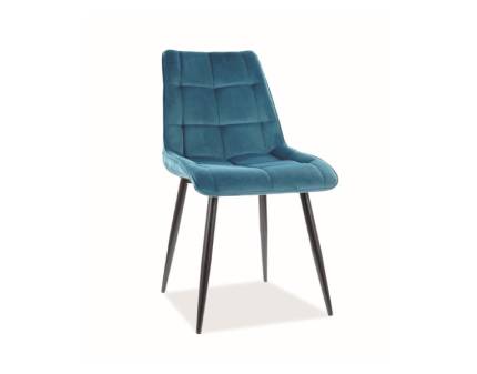 Scaun tapitat CHIC VELVET catifea turcoise 50x58xH88cm, picioare negre