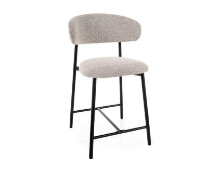 Scaun tapitat pentru bar ELTON H-2 NOELLE material textil beige 53x52xH91cm, picioare negre