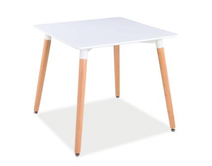 Masa NOLAN II din MDF alb, lemn masiv stejar 80x80xH73cm