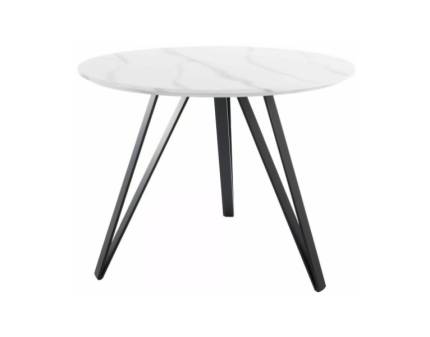 Masa TETIS WHITE din MDF cu efect de marmura alba, metal negru 100xH76cm