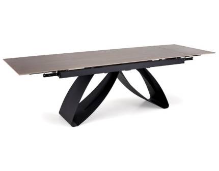 Masa extensibila HILARIO WOOD din piatra sinterizata nuc, metal negru 180-260x90xH75cm