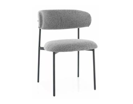 Scaun tapitat ELTON minimalist, material textil grey 56x58xH80cm, picioare negre