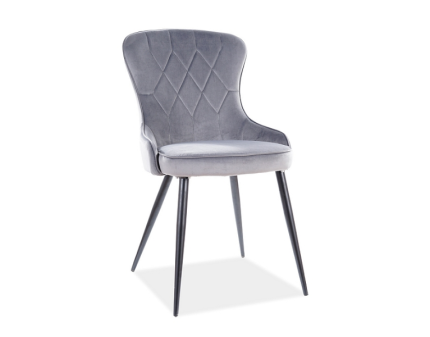 Scaun tapitat LOTUS VELVET catifea grey 52x61xH91cm, picioare negre