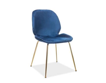 Set 4 scaune tapitate ADRIEN VELVET catifea blue 50x42xH87cm, picioare aurii