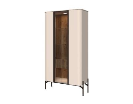 Vitrina cu 2 usi cu sticla RONDO 94x180x41cm casmir/ sticla fumurie, picioare si manere Midnight Copper
