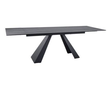 Masa extensibila SALVADORE CERAMIC GREY din ceramica cu efect de marmura Piatra de Savoia, metal negru 160-240x90H77cm