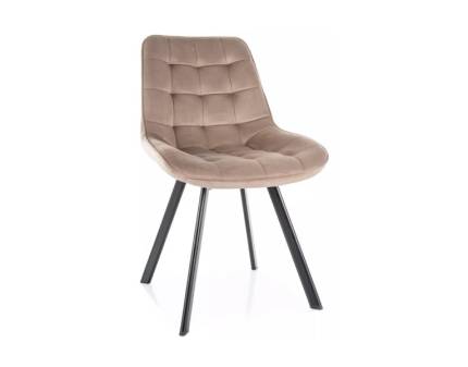 Scaun tapitat MONTI VELVET rotativ, catifea beige 51x60xH88cm, picioare negre