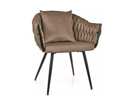 Scaun tapitat NUVO VELVET elegant, confortabil, catifea beige 62x63xH86cm, cadru si picioare negre