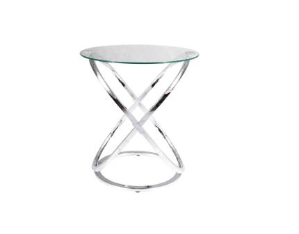 Masuta EOS C din sticla transparenta, metal crom 52xH56cm 