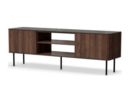 Comoda TV SOLANO 150x55x40cm nuc Warmia/ marmura neagra, picioare negre