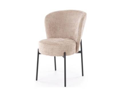 Scaun tapitat K590 material textil-plusat beige 55x66xH80cm, picioare negre 