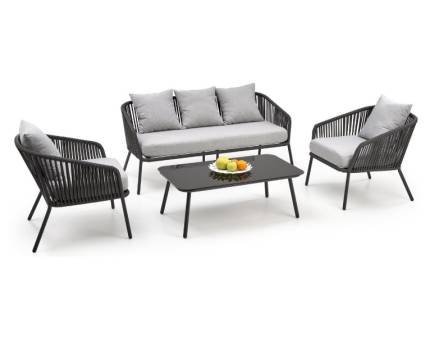 Set banca + 2 fotolii + masuta pentru gradina ROCCA