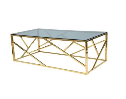 Masuta ESCADA A GOLD din sticla securizata fumurie, metal auriu 120x60xH40cm