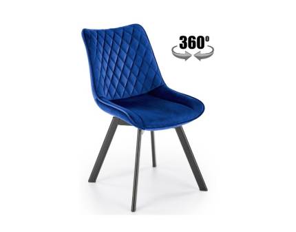 Scaun tapitat K520 rotativ, catifea blue 46x47xH80cm, picioare negre