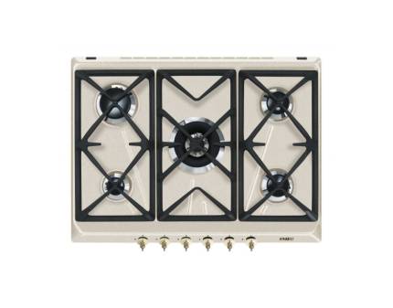 Plita incorporabila pe gaz Smeg Colonial SRV876AVOGH2, 70 cm, avena, retro