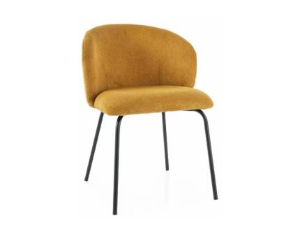 Scaun tapitat KEVIN VARDO minimalist, material textil curry 57x57xH79cm, picioare negre