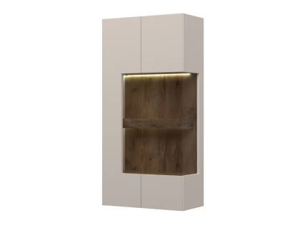 Vitrina suspendata cu led SKY 45 62x125x30cm casmir/ stejar tutun - sticla