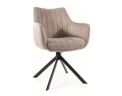 Scaun tapitat AZALIA BREGO rotativ, material textil beige 61x58xH86cm, picioare negre