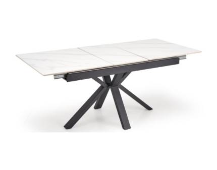 Masa extensibila PLATAN din marmura alba, metal negru 140-180x85xH76cm