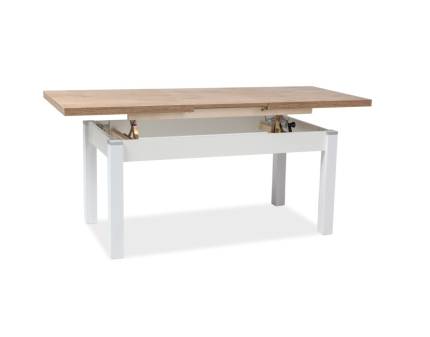 Masuta extensibila stejar KLEOPATRA WHITE din PAL laminat stejar lancelot + alb semimat 124x64xH56cm