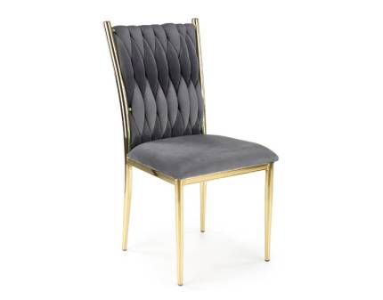 Set 6 scaune tapitate K436 elegante, catifea grey 48x55xH94cm, cadru si picioare aurii