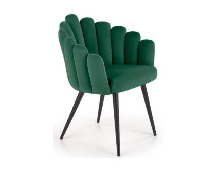 Scaun tapitat K410 elegant, catifea green 65x62xH85cm, picioare negre