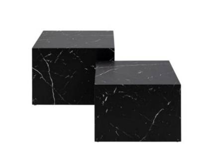 Set 2 masute TUSIO din PAL Egger cu efect de marmura 50x50xH33cm / 58x58xH40cm