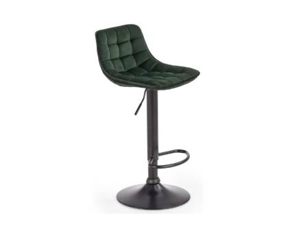 Scaun tapitat pentru bar H95 reglabil pe inaltime, catifea green 43x35xH84-106cm, picior negru