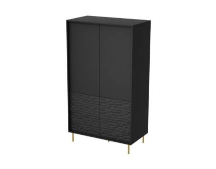 Comoda inalta cu 4 usi BULLET 90x185x53cm negru, picioare aurii